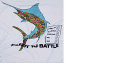 Apex Long Sleeve Fishing Shirt - Retro Swordfish-White
